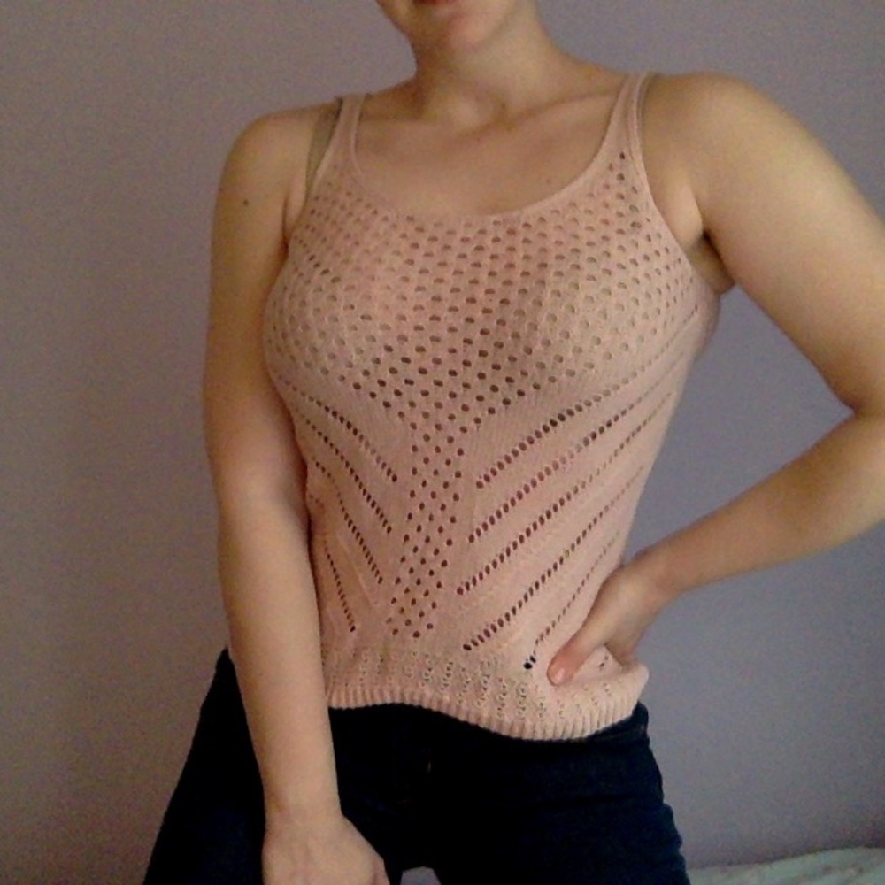 Pink knit tank top